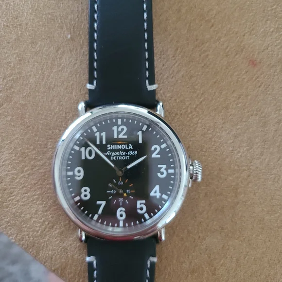 Shinola Runwell 47mm Black Leather Strap Watch S0110000012 - Picture 2 of 6
